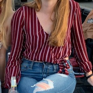 Striped long sleeve crop top